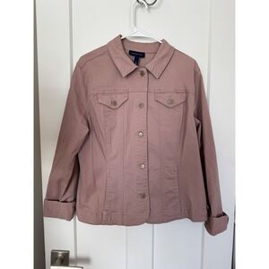Charter Club Womens XL Dusty Rose Pink Denim Style Cotton Stretch Jacket